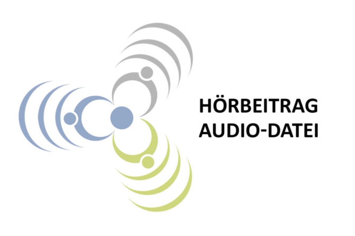 Blumen-Logo der Regionalbüros mit Schriftzug "Hörbeitrag, Audiodatei